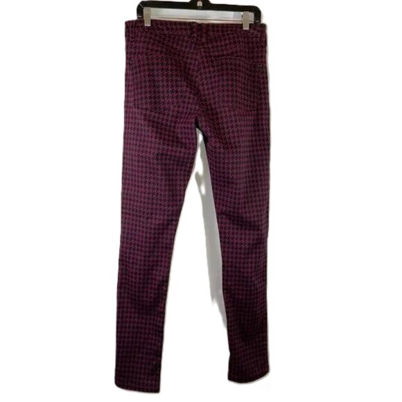 Long Tall Sally Its Denim Burgundy Black Houndstooth Jeans Skinny Size 10 - Picture 4 of 12